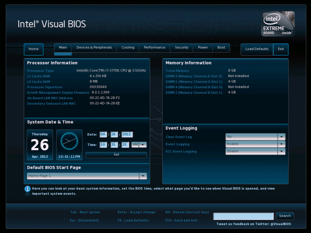 Настройка bios intel server board